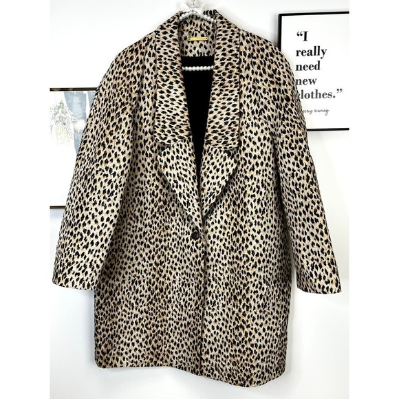 Diane von Furstenburg Britta Leopard Print Overcoat SZ 12 - Picture 2 of 12